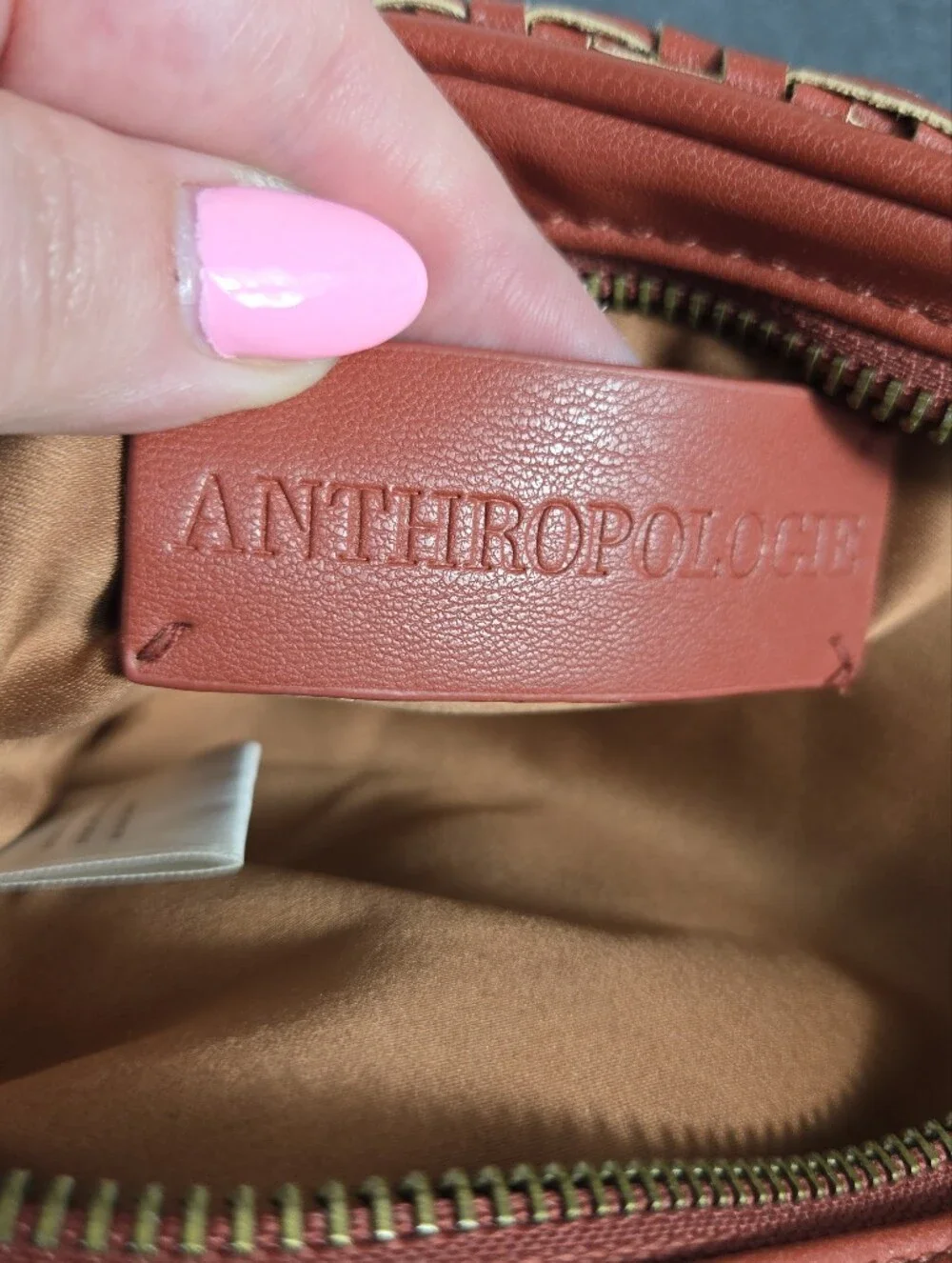 Anthropologie Brick Red Woven Tassel Crossbody Bag